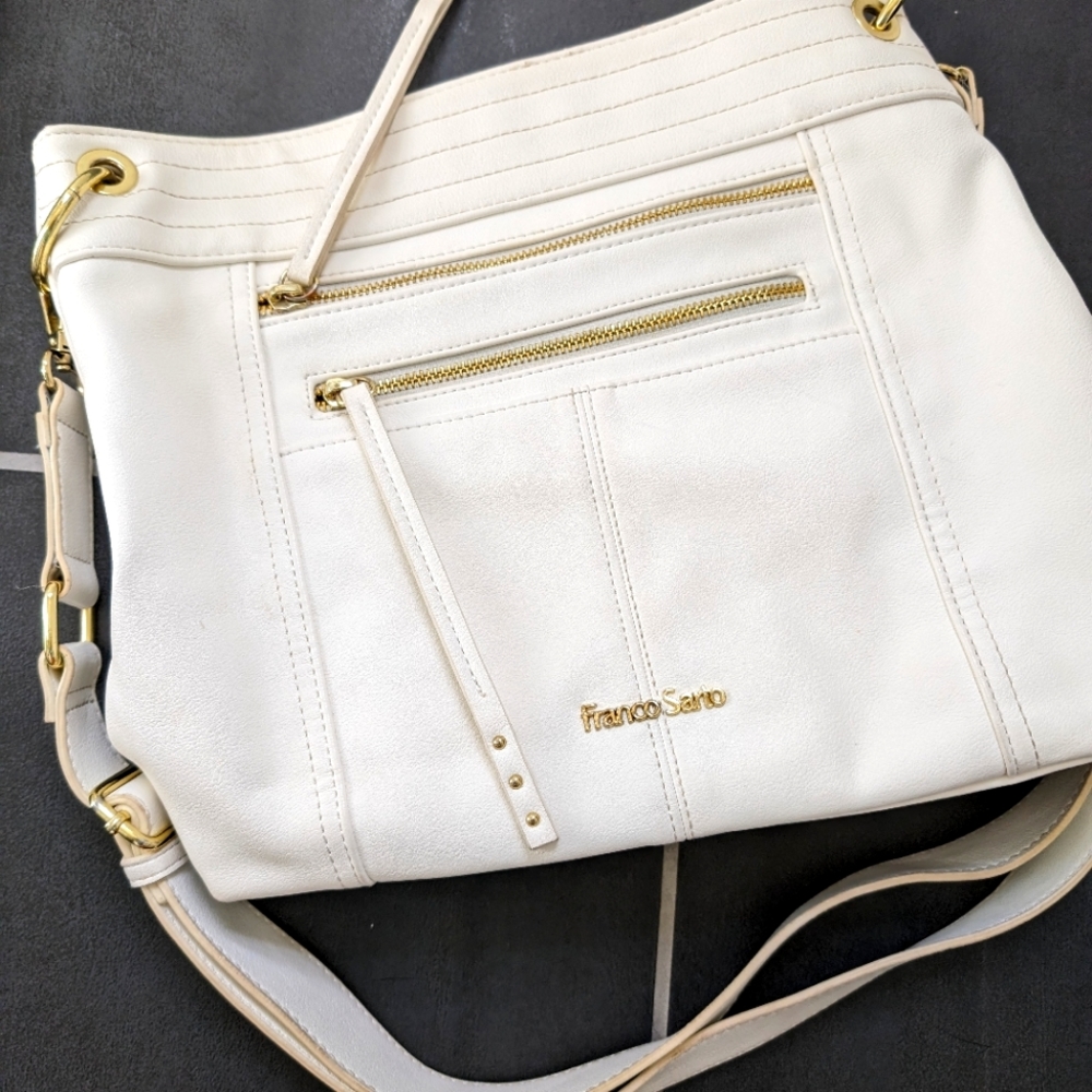 Franco Sarto white and gold bag